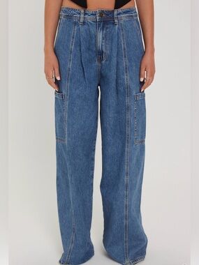 Lioness Veneda Baggy Cargo Blue Denim Jeans